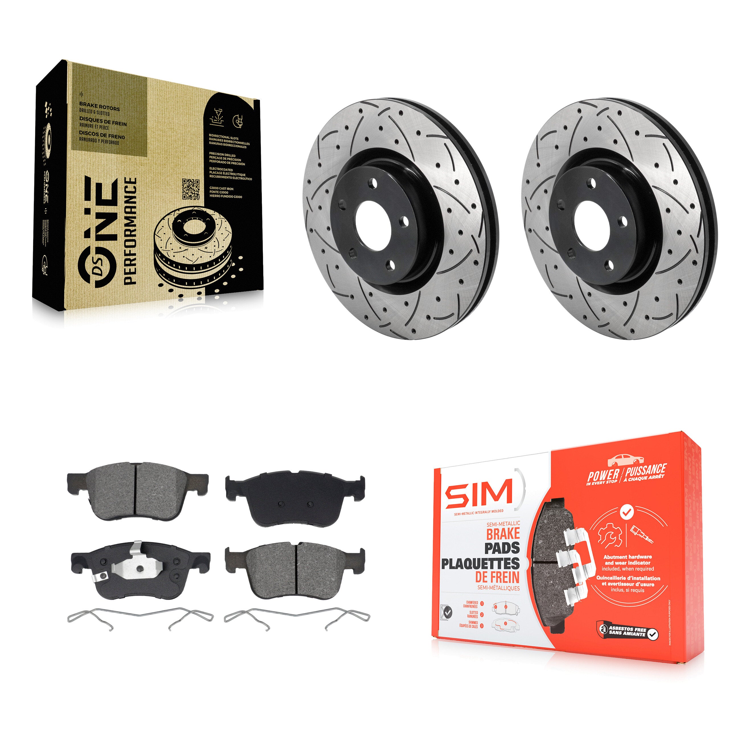 Front Drilled Slot Brake Rotor Semi-Metallic Pad Kit For Ford Escape Bronco Sport Lincoln KDS-101110
