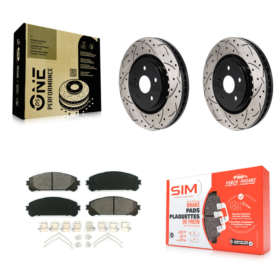 Front Drill Slot Disc Brake Rotor Semi-Metallic Pad Kit For Toyota Sienna RAV4 Prime bZ4X KDS-101115
