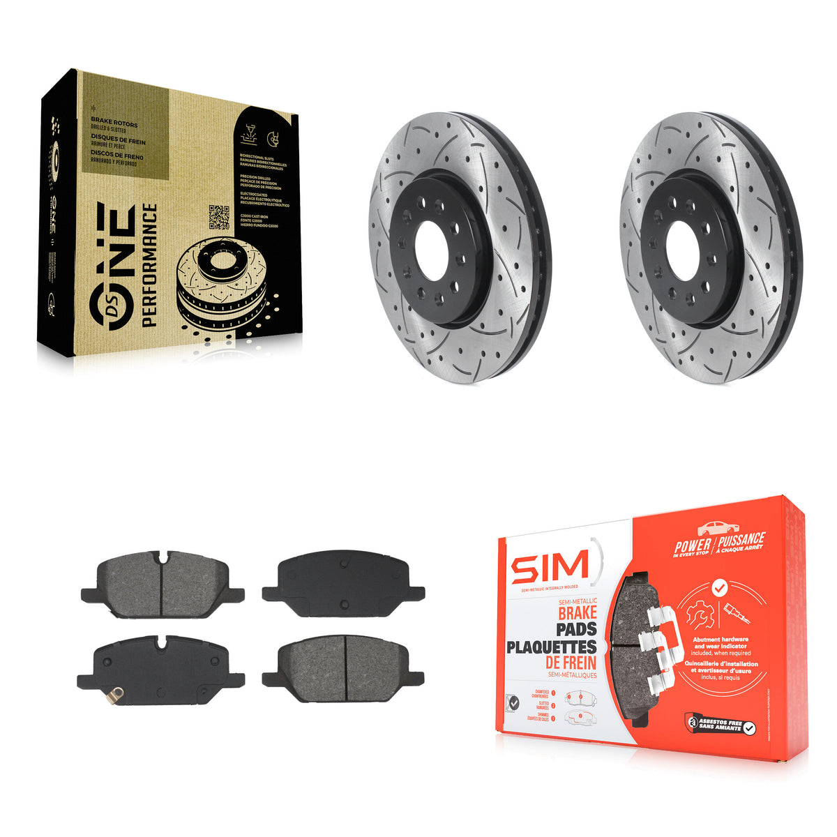 Front Drill Slot Disc Brake Rotor Semi-Metallic Pad Kit For Chevrolet Equinox GMC Terrain KDS-101119