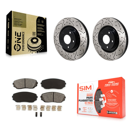 Front Coated Drilled Slotted Disc Brake Rotor & Semi-Metallic Pad Kit For Mazda CX-5 CX-9 KDS-101123
