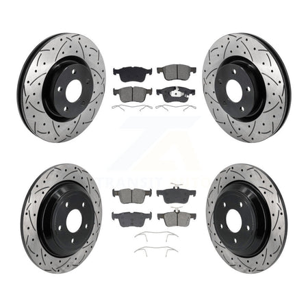 Front Rear Drill Slot Disc Brake Rotor Semi-Metallic Pad Kit For Ford Escape Bronco Sport KDS-101127