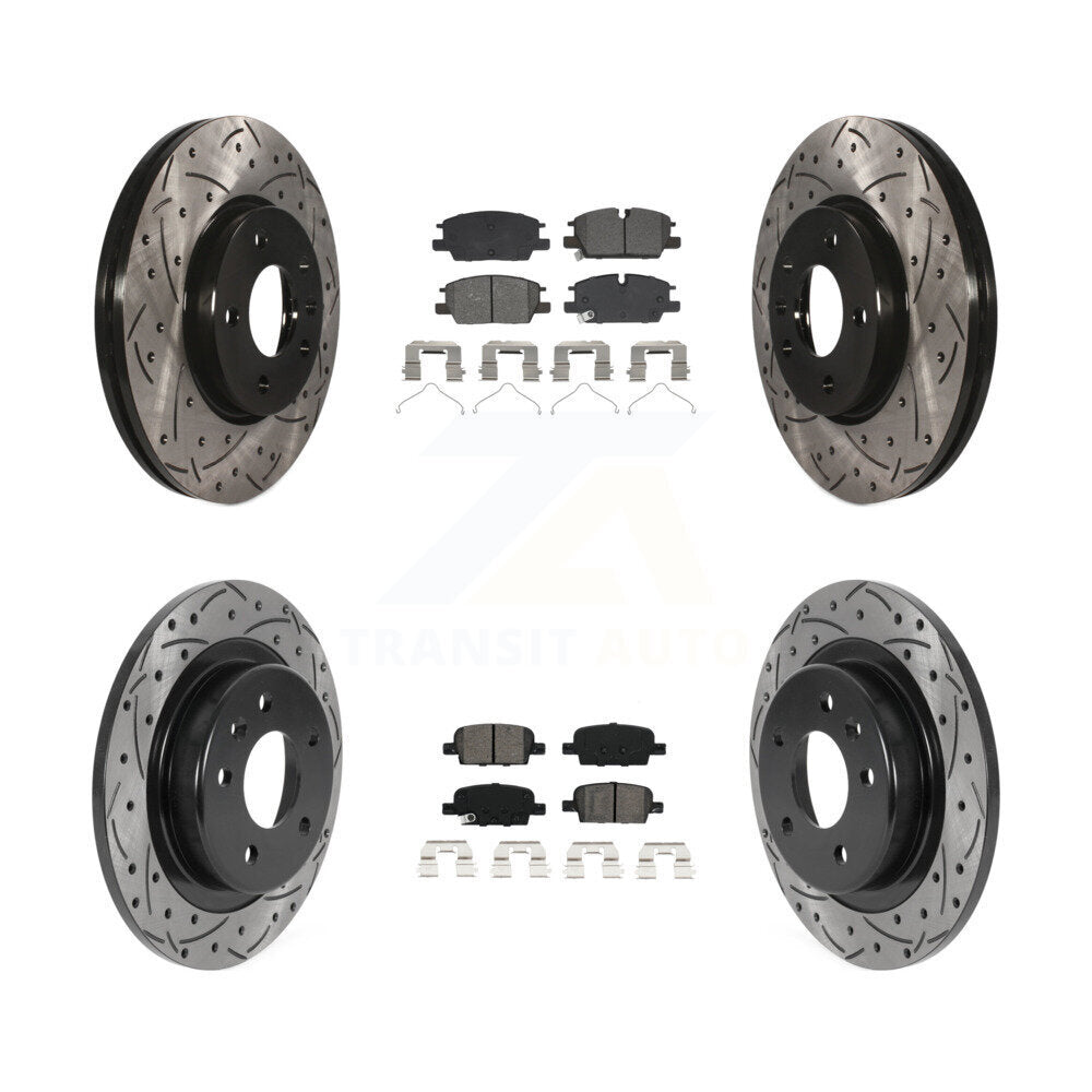 Front Rear Coated Drill Slot Disc Brake Rotors Semi-Metallic Pad Kit For Chevrolet Malibu KDS-101131