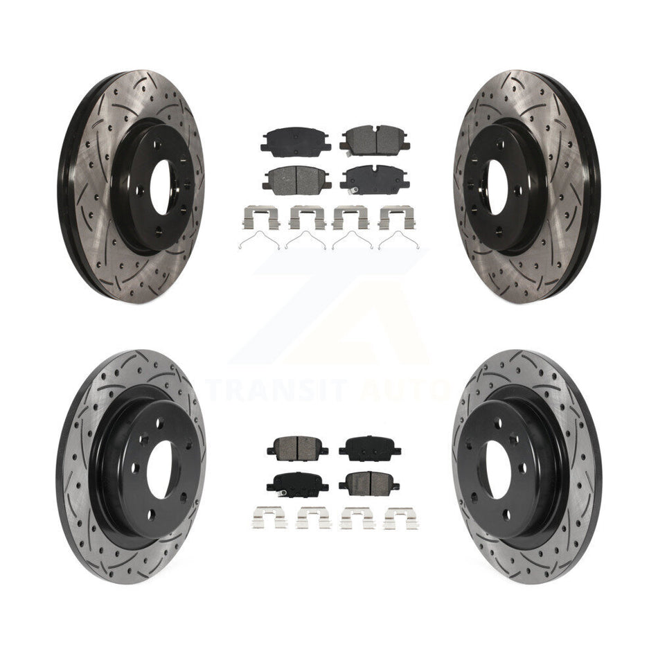 Front Rear Coated Drill Slot Disc Brake Rotors Semi-Metallic Pad Kit For Chevrolet Malibu KDS-101131