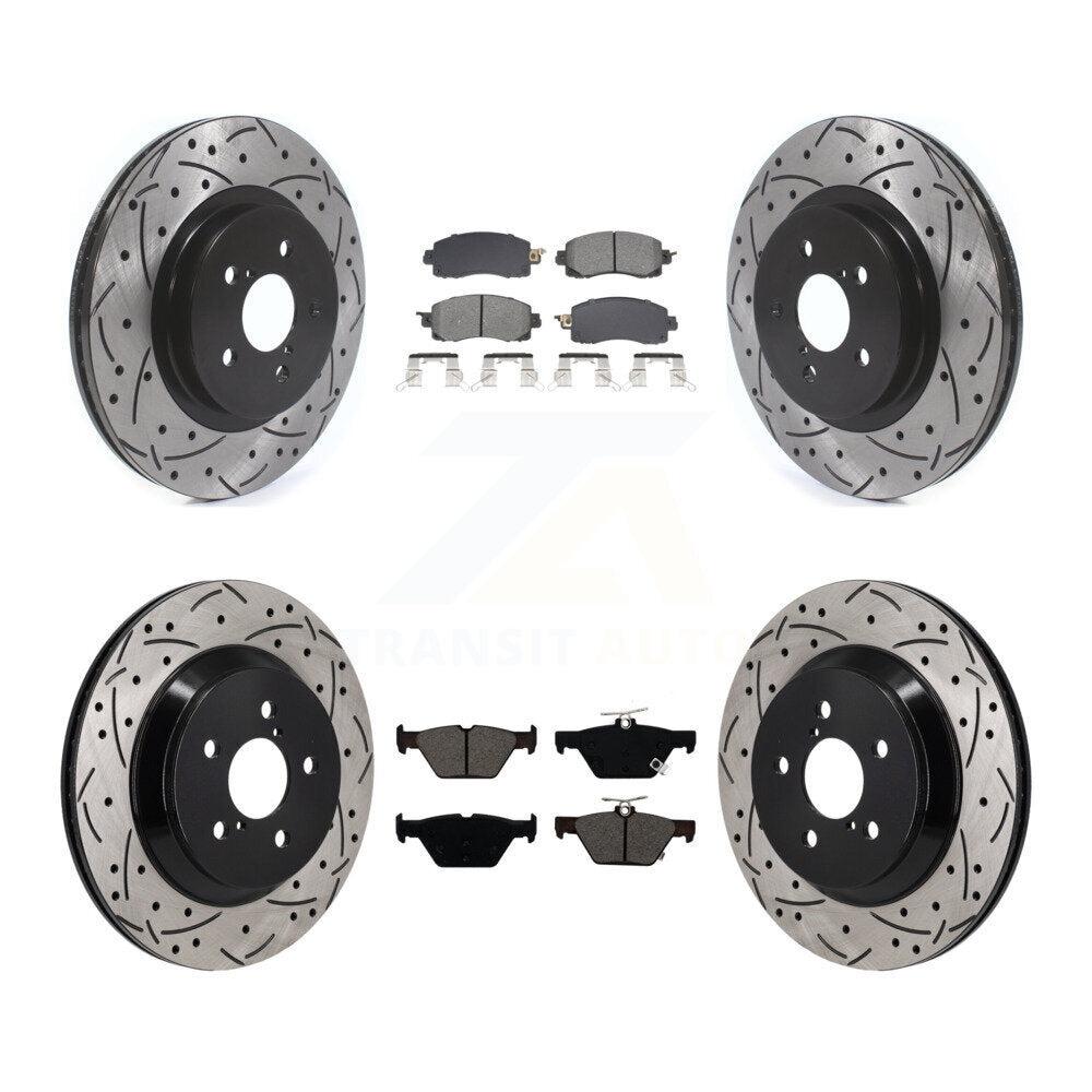 Front Rear Coated Drill Slot Disc Brake Rotors Semi-Metallic Pad Kit For Subaru Crosstrek KDS-101133