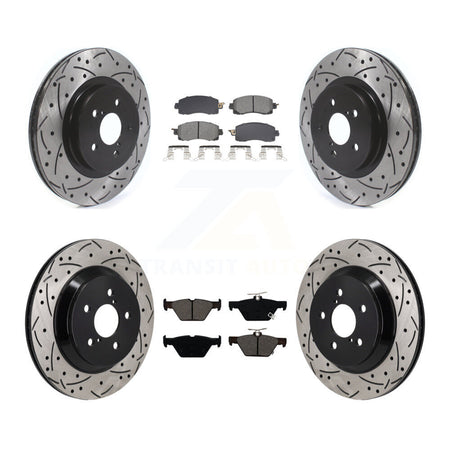 Front Rear Coated Drill Slot Disc Brake Rotors Semi-Metallic Pad Kit For Subaru Crosstrek KDS-101133