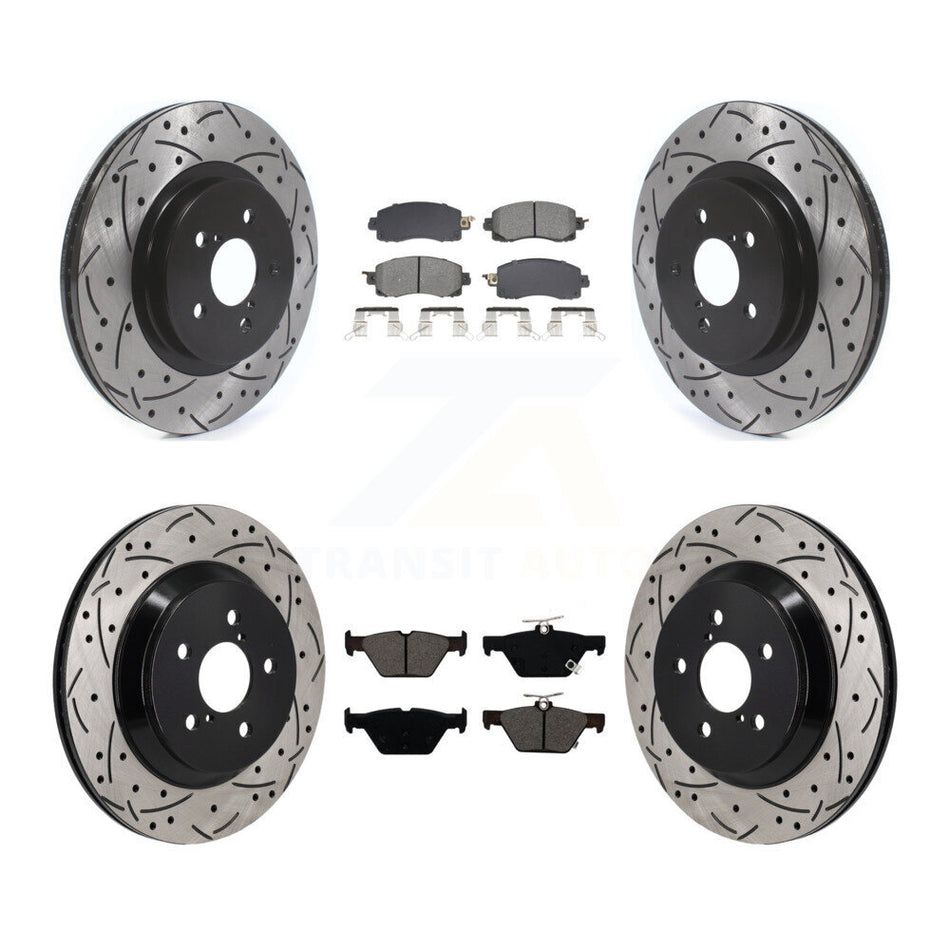 Front Rear Coated Drill Slot Disc Brake Rotors Semi-Metallic Pad Kit For Subaru Crosstrek KDS-101133