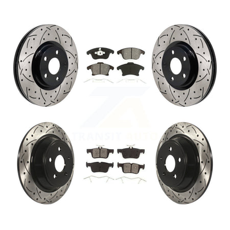 Front Rear Drilled Slot Brake Rotors Semi-Metallic Pad Kit For 2017-2020 Lincoln MKZ 2.0L KDS-101135