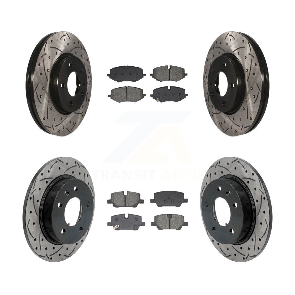 Front Rear Drilled Slot Brake Rotor Semi-Metallic Pad Kit For Chevrolet Trailblazer Buick KDS-101136