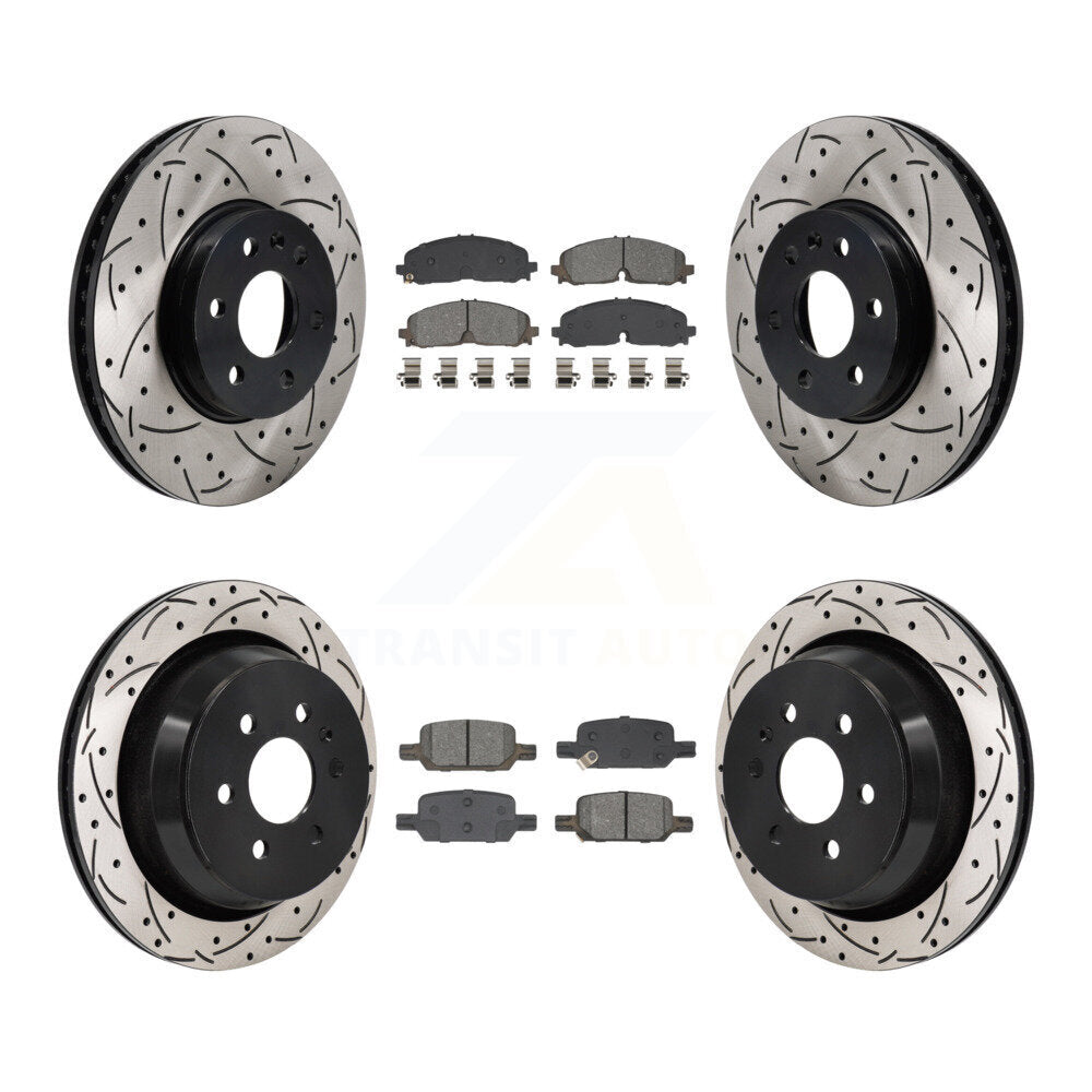 Front Rear Drill Slot Brake Rotor Semi-Metallic Pad Kit For Chevrolet Colorado GMC Canyon KDS-101138