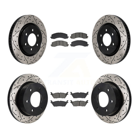 Front Rear Drilled Slot Brake Rotors Semi-Metallic Pad Kit For 2022-2023 Ford Bronco 3.0L KDS-101141