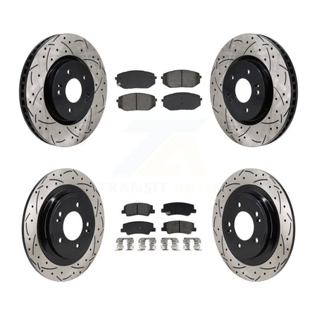 Front Rear Drilled Slot Brake Rotor Semi-Metallic Pad Kit For Hyundai Tucson Kia Sportage KDS-101142