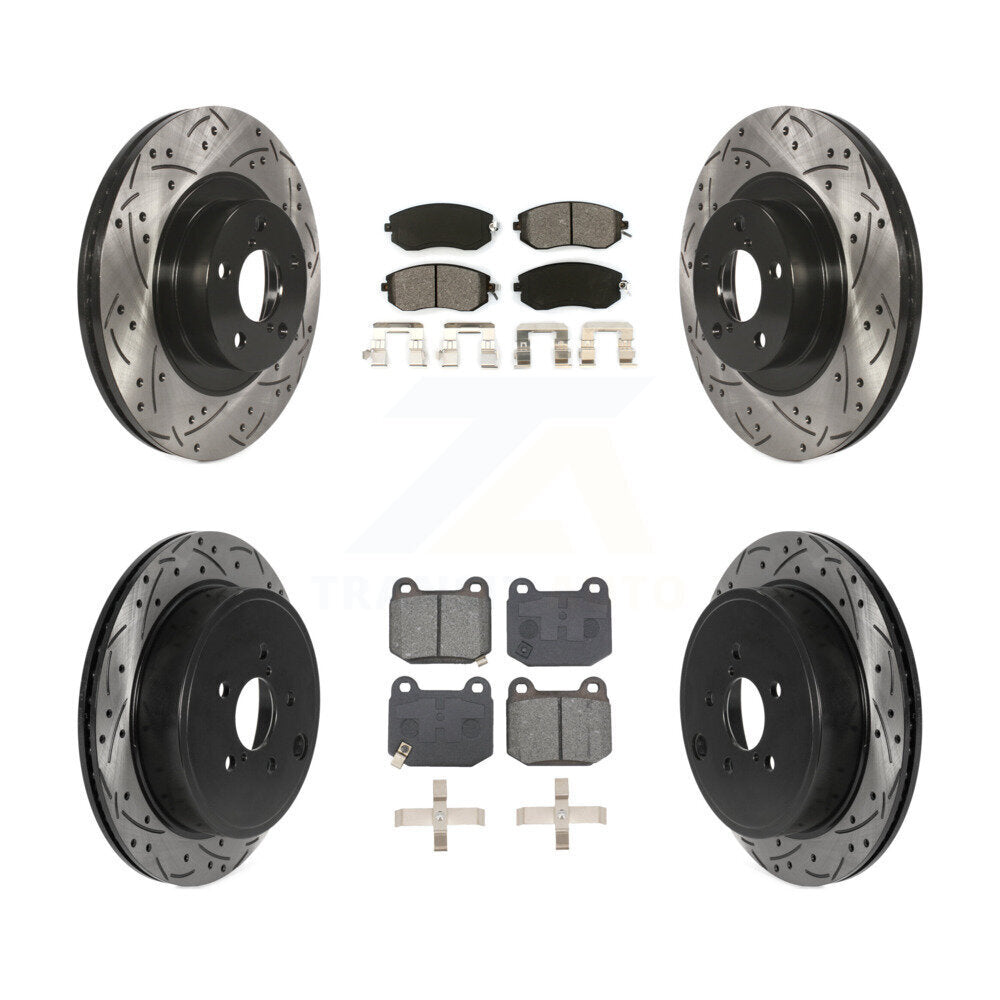 Front Rear Drill Slot Brake Rotor Semi-Metallic Pad Kit For 17 Subaru BRZ Limited/Premium KDS-101145