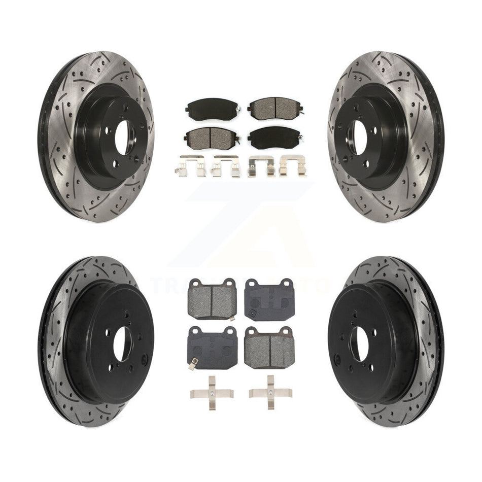 Front Rear Drill Slot Brake Rotor Semi-Metallic Pad Kit For 17 Subaru BRZ Limited/Premium KDS-101145