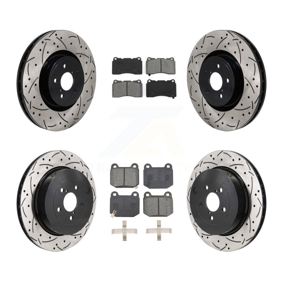 Front Rear Drilled Slot Disc Brake Rotor & Semi-Metallic Pad Kit For Subaru BRZ Toyota 86 KDS-101147