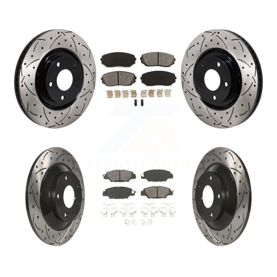 Front Rear Drill Slot Brake Rotor Semi-Metallic Pad Kit For 19-24 Mazda CX-5 Turbocharged KDS-101152