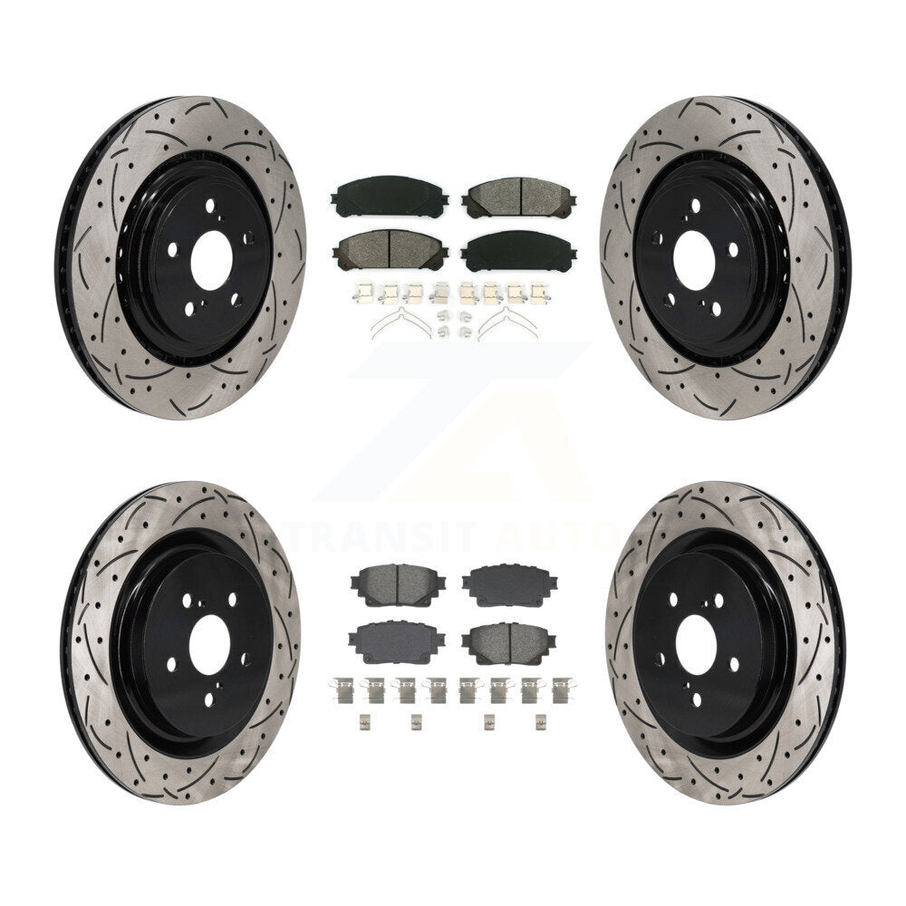 Front Rear Drilled Slot Brake Rotor Semi-Metallic Pad Kit For 2020-2022 Toyota Highlander KDS-101158