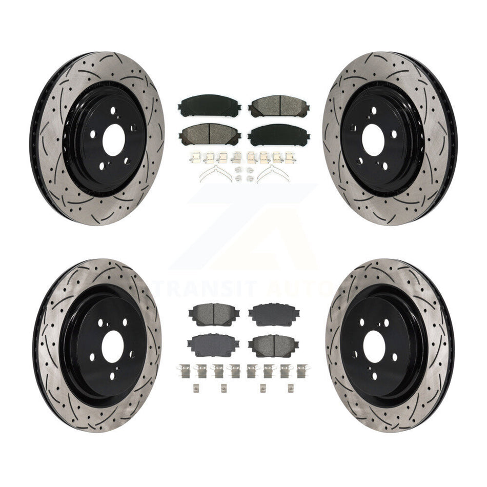 Front Rear Drilled Slot Brake Rotor Semi-Metallic Pad Kit For 2020-2022 Toyota Highlander KDS-101158