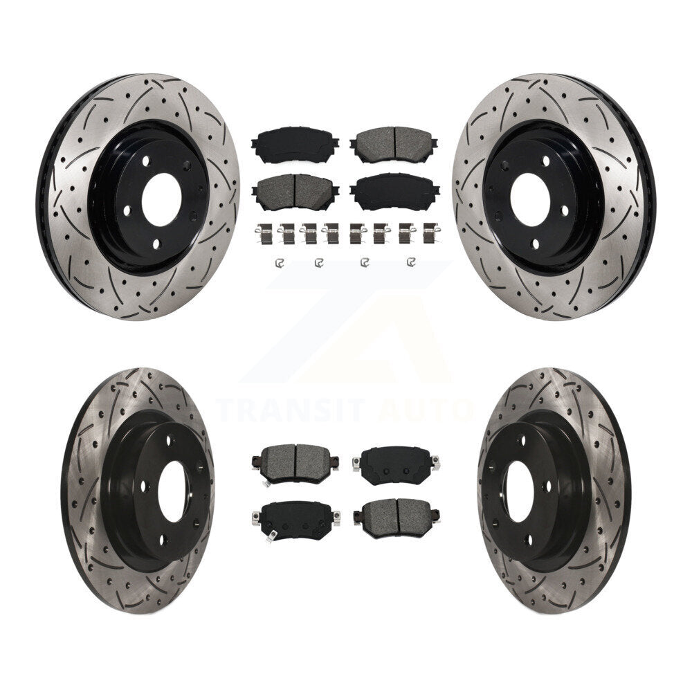Front Rear Drilled Slot Brake Rotor & Semi-Metallic Pad Kit For 2021 Mazda 6 Turbocharged KDS-101160