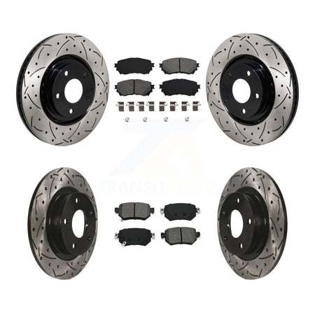 Front Rear Drilled Slot Brake Rotor & Semi-Metallic Pad Kit For 2021 Mazda 6 Turbocharged KDS-101160