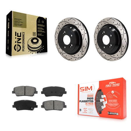 Rear Coated Drill Slot Disc Brake Rotors Semi-Metallic Pad Kit For Hyundai Equus Kia K900 KDS-101163