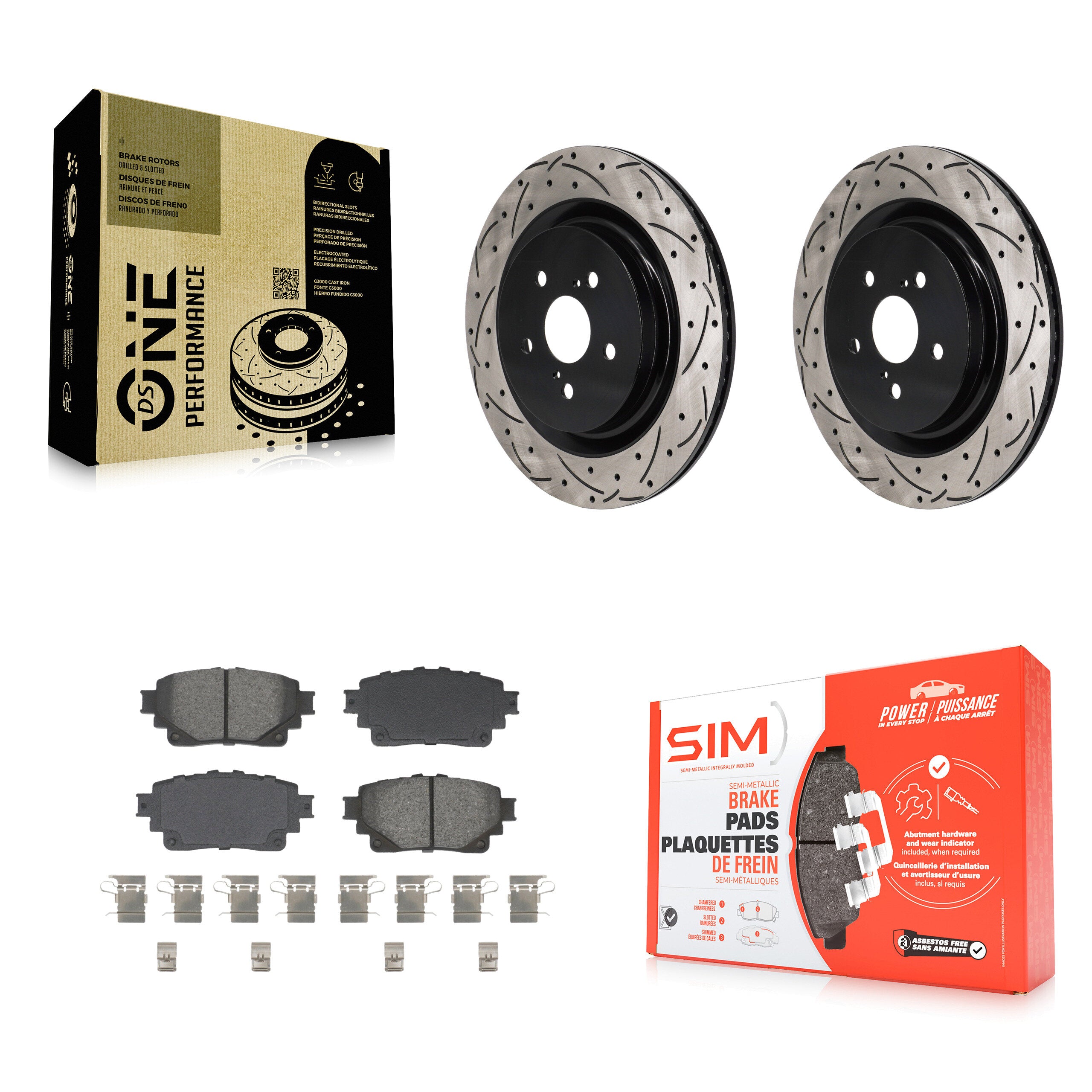 Rear Drill Slot Disc Brake Rotor Semi-Metallic Pad Kit For Toyota Highlander Lexus RX350h KDS-101171
