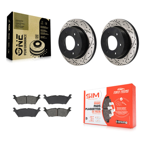 Rear Drilled Slot Disc Brake Rotor & Semi-Metallic Pad Kit For 2022-2023 Ford Bronco 3.0L KDS-101178