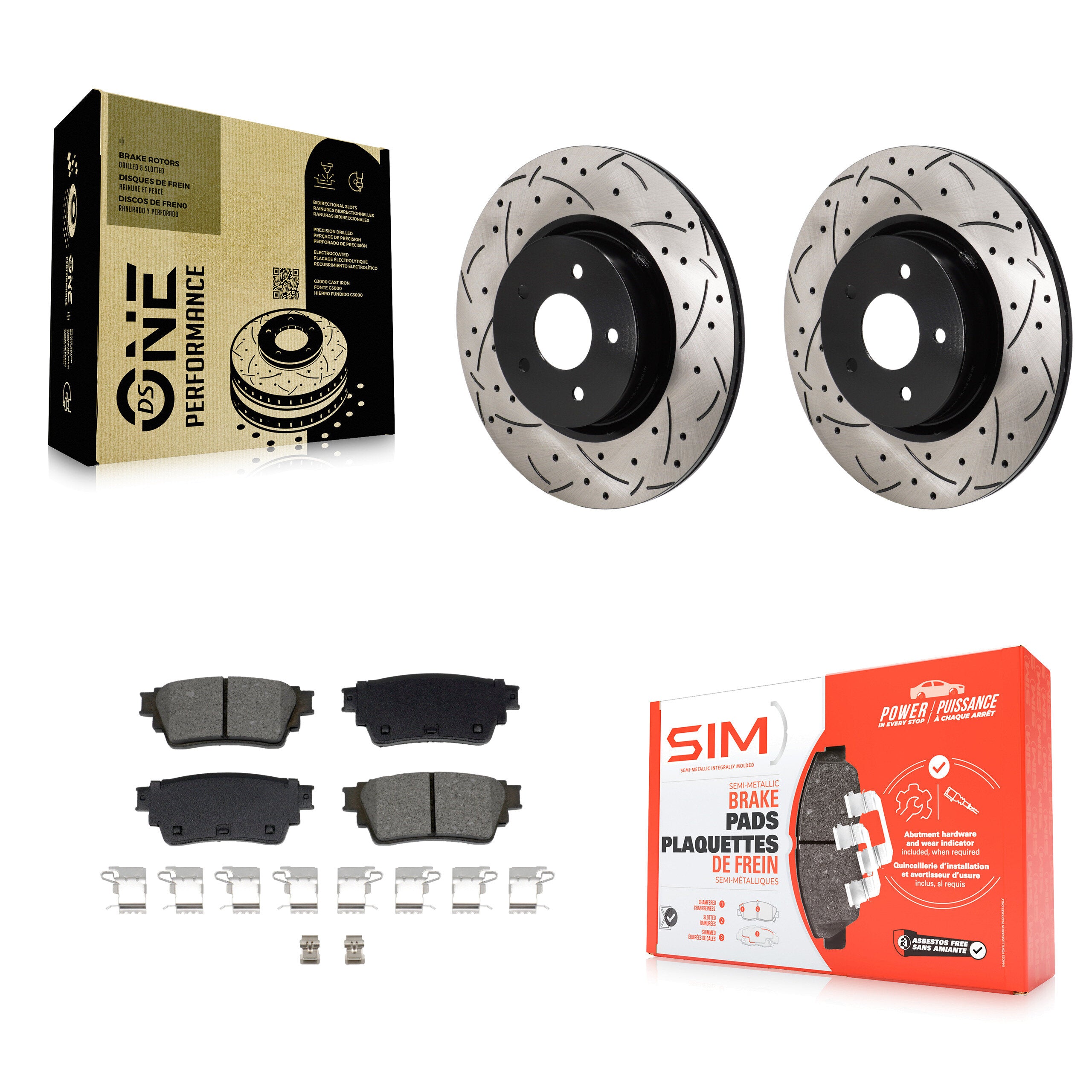 Rear Drilled Slot Brake Rotors Semi-Metallic Pad Kit For Mitsubishi Outlander Nissan QX60 KDS-101185