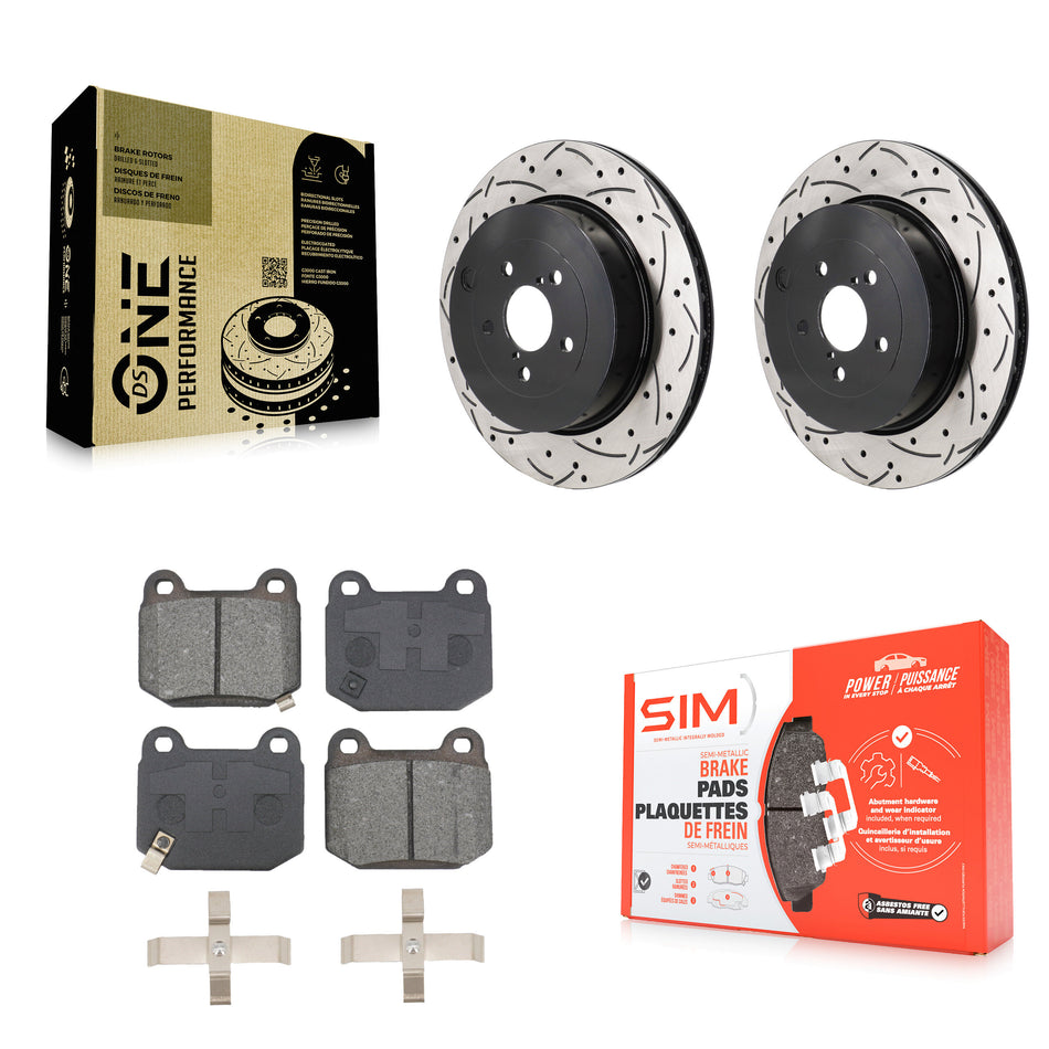 Rear Coated Drilled Slot Disc Brake Rotors Semi-Metallic Pad Kit For Subaru BRZ Toyota 86 KDS-101190