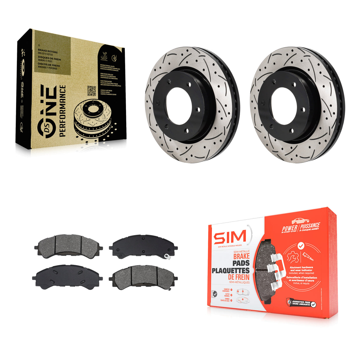 Front Coated Drilled Slot Disc Brake Rotor & Semi-Metallic Pad Kit For Ford Ranger Bronco KDS-101193