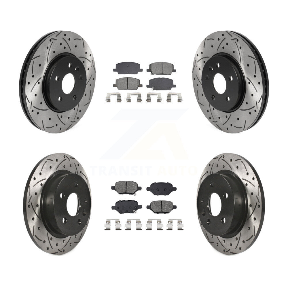 Front Rear Drilled Slot Brake Rotor Semi-Metallic Pad Kit For Buick Encore Chevrolet Trax KDS-101197