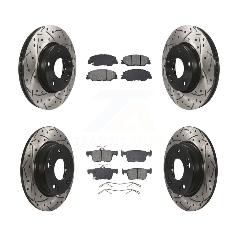 Front Rear Drill Slot Disc Brake Rotors Semi-Metallic Pad Kit For 2019-2022 Honda Insight KDS-101198