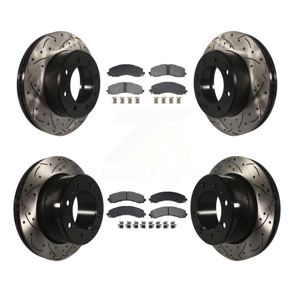 Front Rear Coated Drilled Slotted Disc Brake Rotor And Semi-Metallic Pad Kit For Ram 3500 KDS-101200