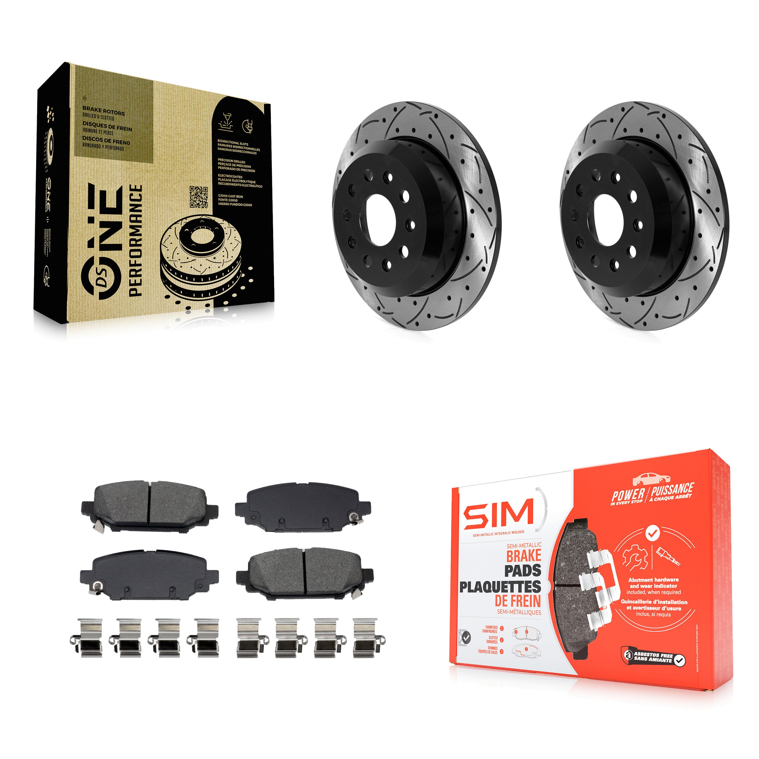 Rear Drill Slot Disc Brake Rotors Semi-Metallic Pad Kit For 2018-2020 Jeep Wrangler Sport KDS-101205