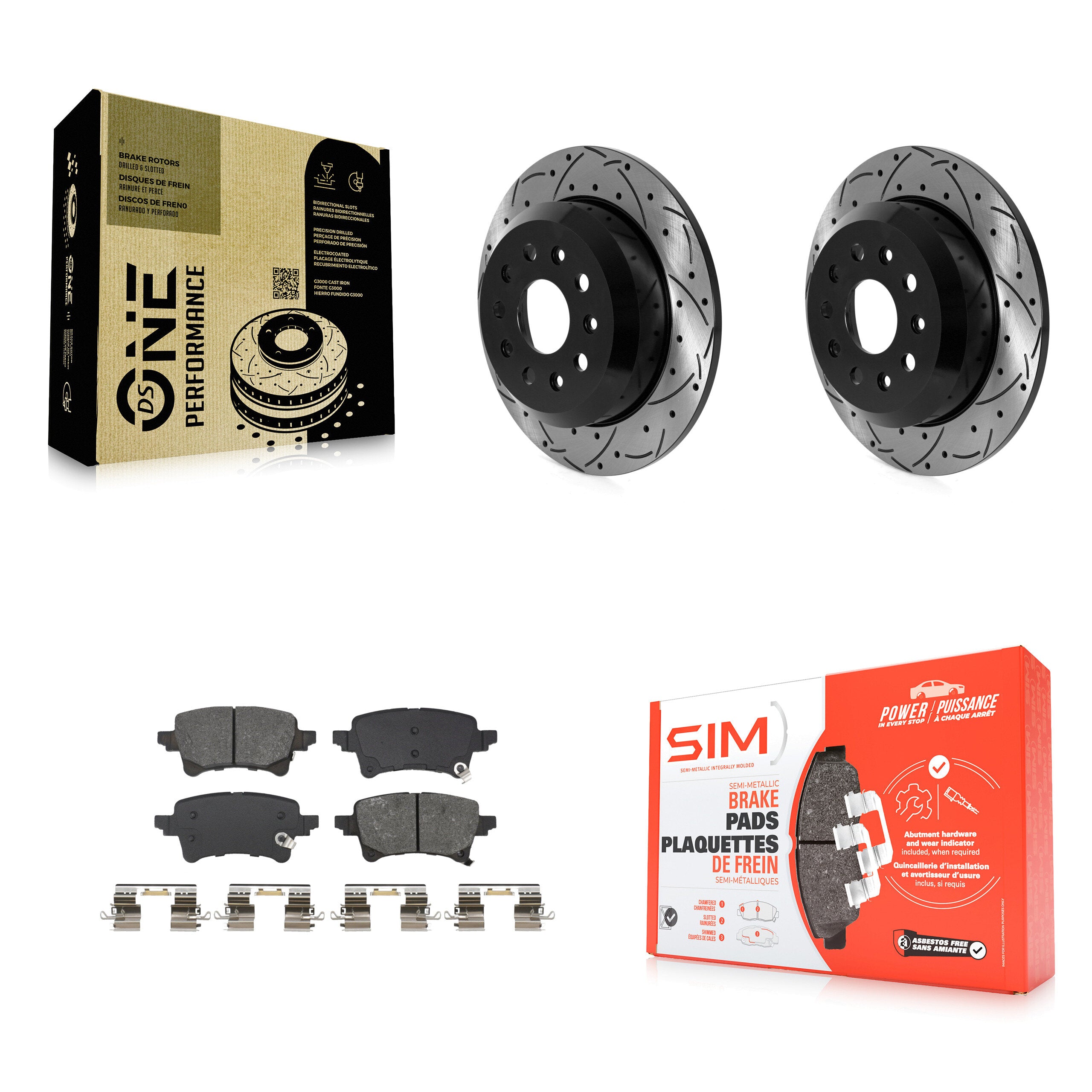Rear Coated Drilled Slotted Disc Brake Rotors And Semi-Metallic Pad Kit For Jeep Wrangler KDS-101206