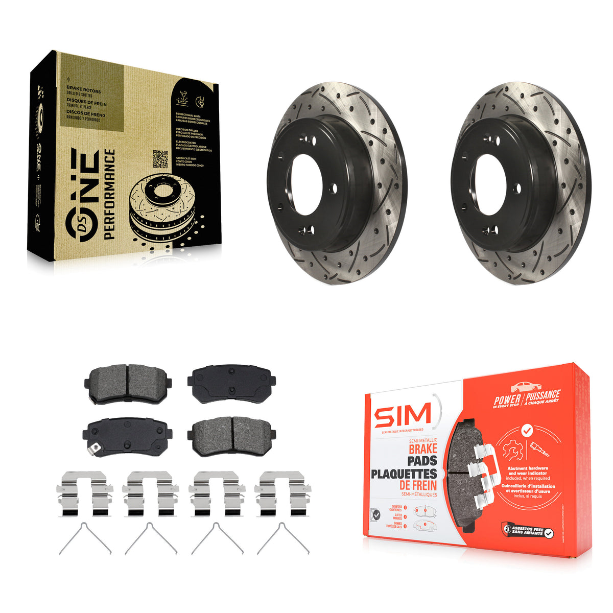 Rear Coated Drill Slot Disc Brake Rotor Semi-Metallic Pad Kit For Hyundai Kona Kia Seltos KDS-101207