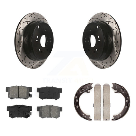 Rear Disc Drilled & Slotted Rotors Semi-Metallic Pads And Parking Shoes Kit For Acura RDX KDS-101380