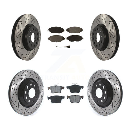 Front Rear Drilled Slot Brake Rotor & Semi-Metallic Pad Kit For Volkswagen Arteon Audi A3 KDS-101563