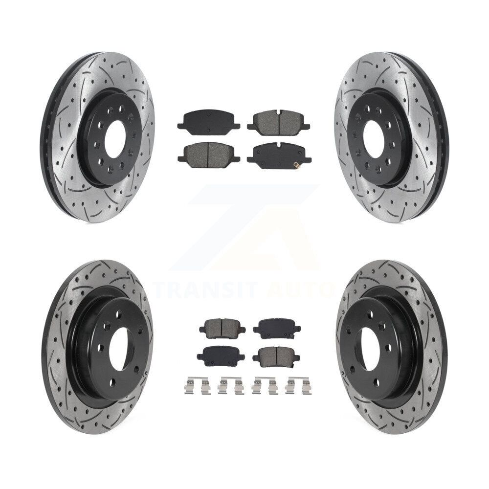 Front Rear Drilled Slot Brake Rotor Semi-Metallic Pad Kit For 2020 Chevrolet Equinox 2.0L KDS-101570