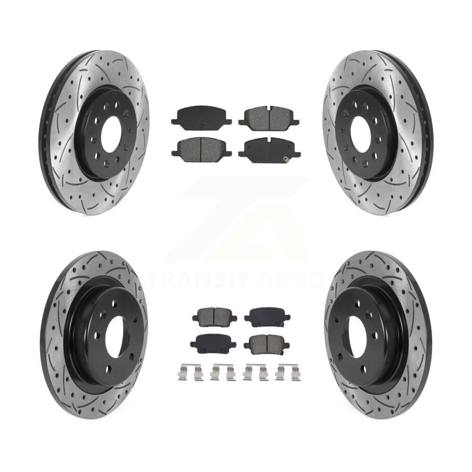 Front Rear Drilled Slot Brake Rotor Semi-Metallic Pad Kit For 2020 Chevrolet Equinox 2.0L KDS-101570