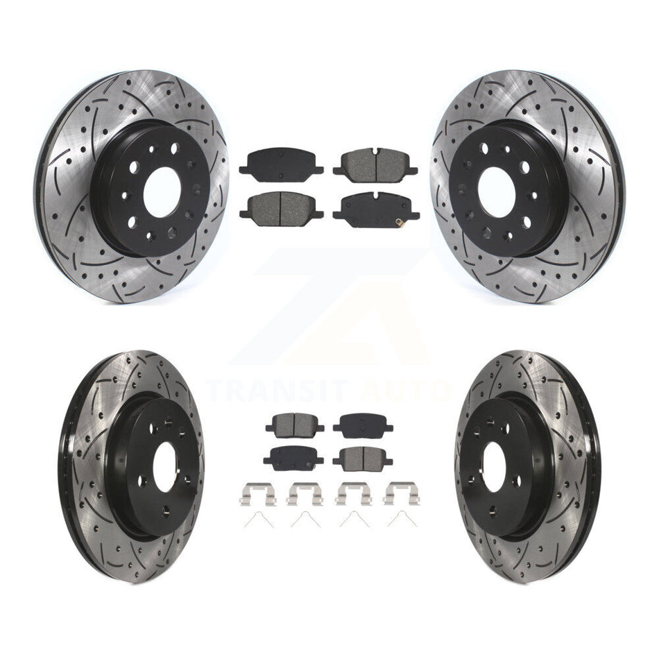 Front Rear Coat Drill Slot Disc Brake Rotor Semi-Metallic Pad Kit For Chevrolet Camaro LT KDS-101571