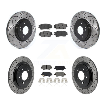 Front Rear Drilled Slot Brake Rotor Semi-Metallic Pad Kit For Kia Sportage Hyundai Tucson KDS-101573