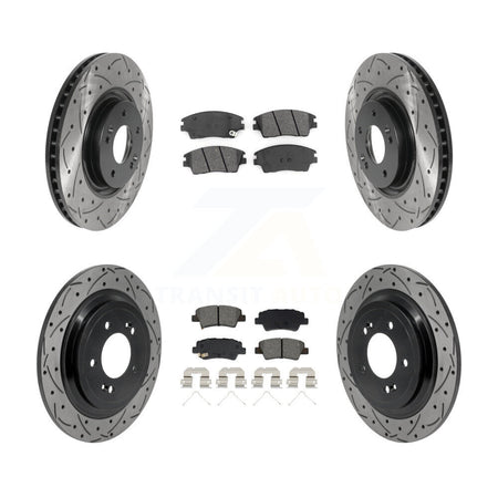 Front Rear Drilled Slot Brake Rotor & Semi-Metallic Pad Kit For Kia Sportage Turbocharged KDS-101574