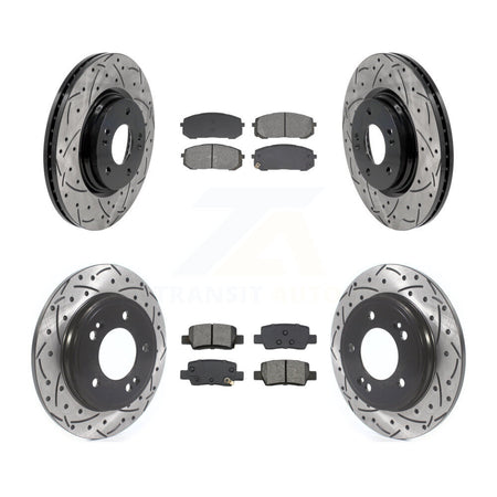 Front Rear Coated Drilled Slot Disc Brake Rotor Semi-Metallic Pad Kit For Hyundai Elantra KDS-101576