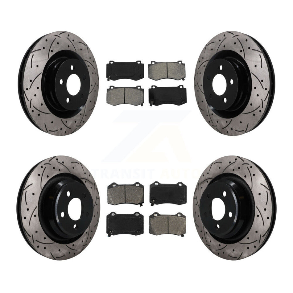 Front Rear Drilled Slot Brake Rotors Semi-Metallic Pad Kit For Dodge Charger Chrysler 300 KDS-101578