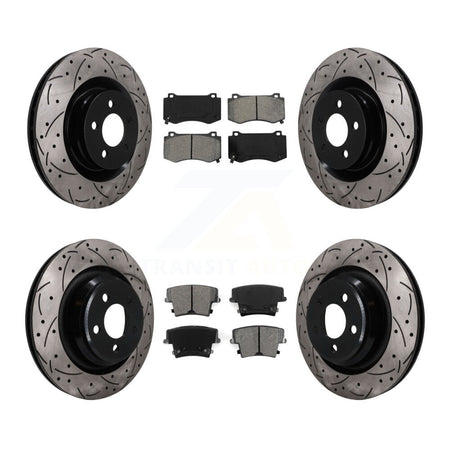 Front Rear Coated Drilled Slot Disc Brake Rotor & Semi-Metallic Pad Kit For Dodge Charger KDS-101579