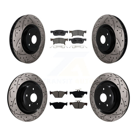 Front Rear Drill Slot Disc Brake Rotors Semi-Metallic Pad Kit For 2019-2024 Subaru Ascent KDS-101583