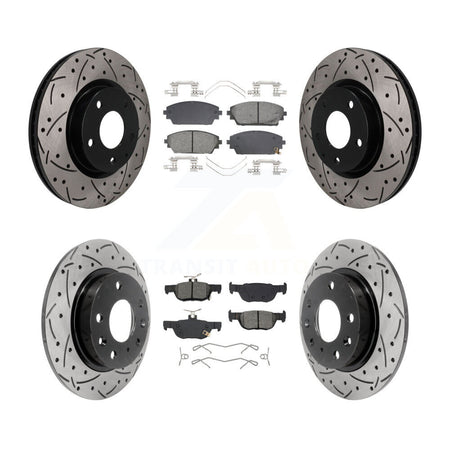 Front Rear Coated Drill Slot Disc Brake Rotor Semi-Metallic Pad Kit For Mazda 3 Sport AWD KDS-101584