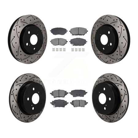 Front Rear Coated Drilled Slotted Disc Brake Rotors Semi-Metallic Pad Kit For Toyota C-HR KDS-101586
