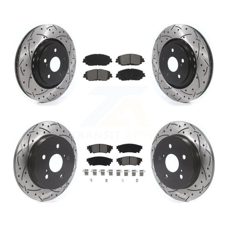 Front Rear Drill Slot Brake Rotor Semi-Metallic Pad Kit For Toyota Camry With TRD Package KDS-101587
