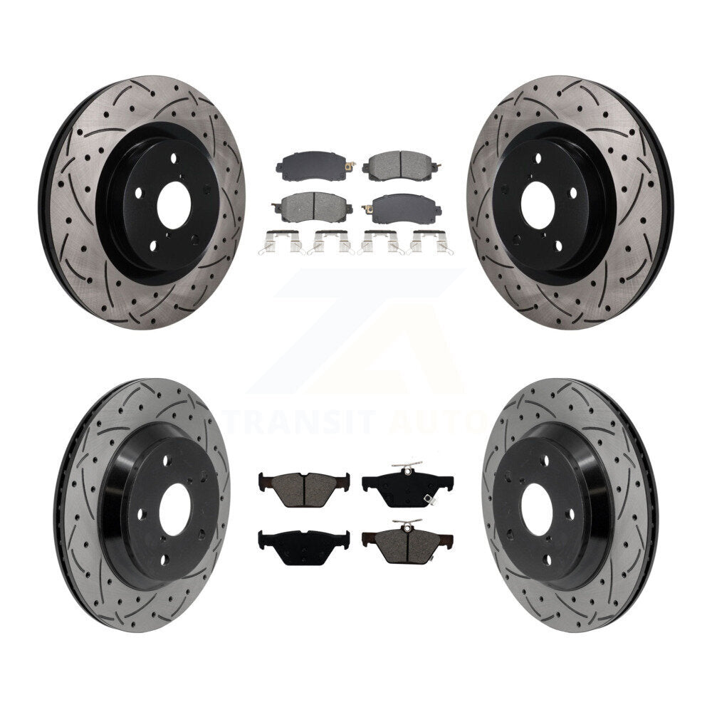 Front Rear Drilled Slot Brake Rotor & Semi-Metallic Pad Kit For Subaru Forester Crosstrek KDS-101589